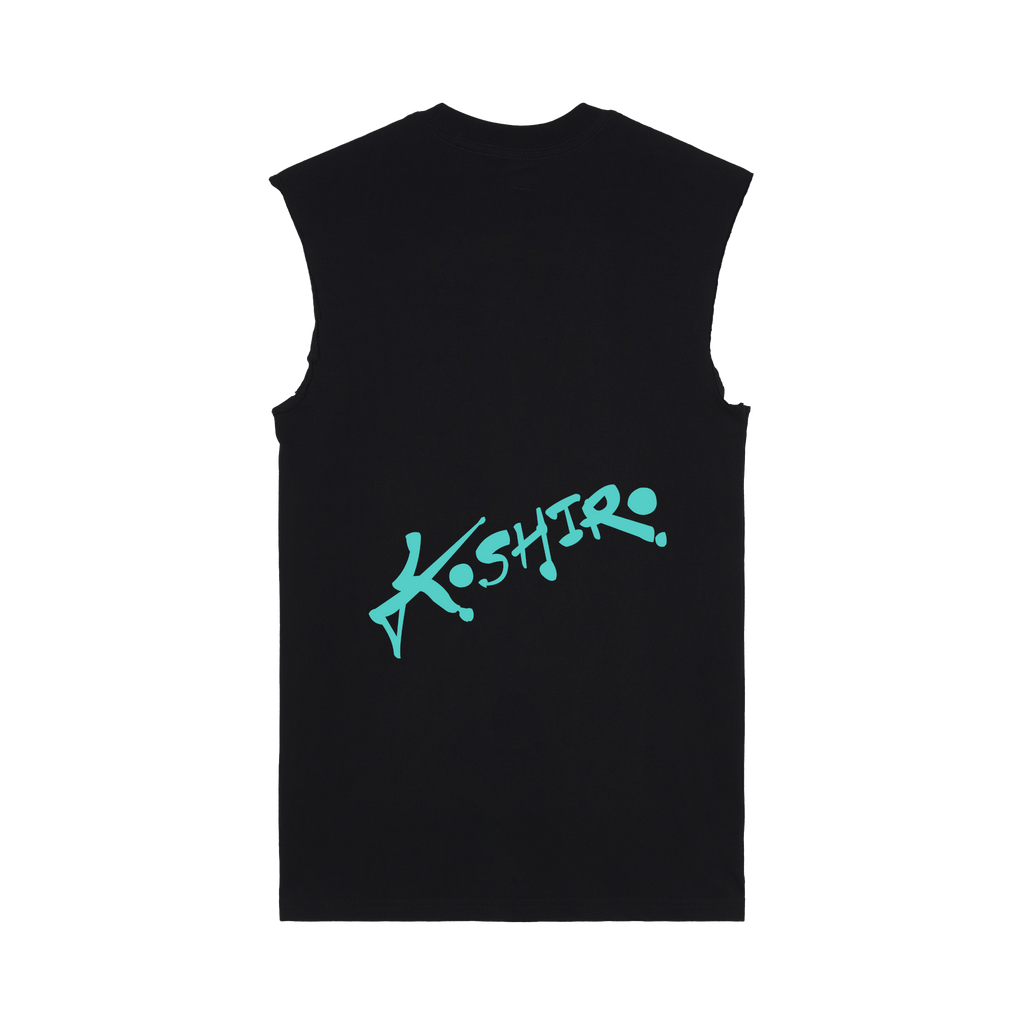 The Classics Collection: First Edition Muscle Tee - Back Center Logo - Cyan