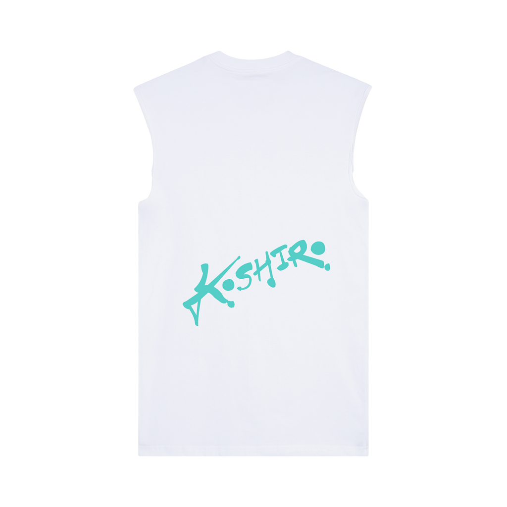 The Classics Collection: First Edition Muscle Tee - Back Center Logo - Cyan